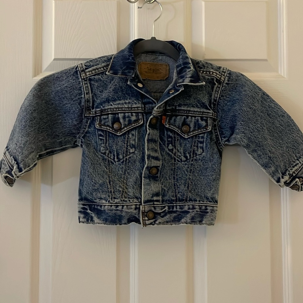 Kids LEVIS Vintage USA Made Snap Trucker Denim Jacket Sz 4